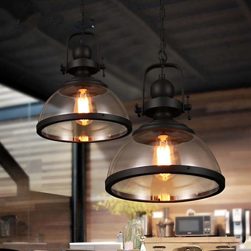Frendorf | Lampada a sospensione in vetro a forma di ciotola | Design retro industriale