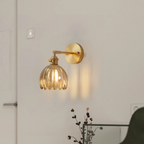 Applique da Parete in Vetro a Tulipano in Ottone Vintage 1 Luce