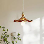 Glarefusion Vintage Glass Hibiscus Flower Pendant Light