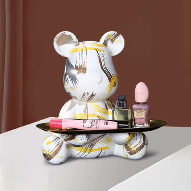 BearCraft - Figura di orso graffiti con vassoio per esposizione decorativa