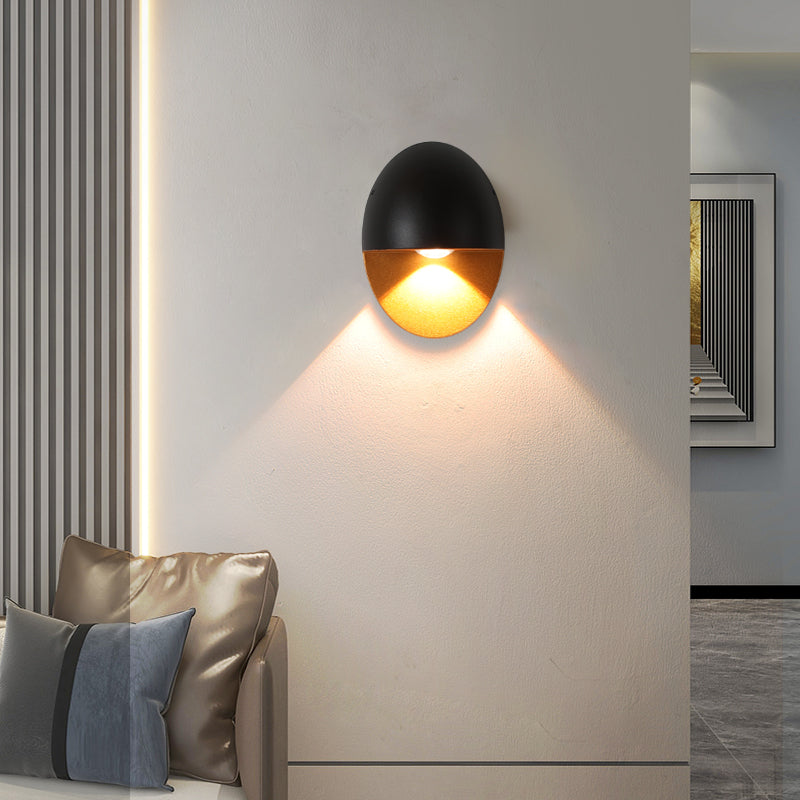 Lampada da Parete LED Impermeabile in Alluminio a Forma Ovale Minimalista Moderna per Esterni