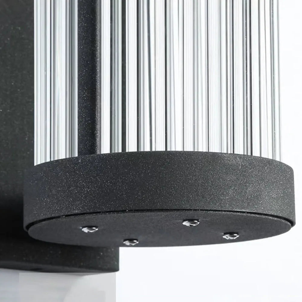 Lampada da Parete Esterna in Metallo/Vetro Semi-Cilindrica Moderna Yoru, Nera