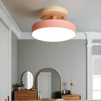 Glarefusion Rotondo Semi Flush Lampada da Soffitto in Legno