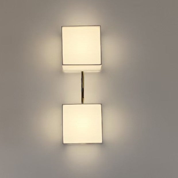 Lampada da Parete LED con Ombra in Tessuto Quadrata Tradizionale Giapponese per Soggiorno