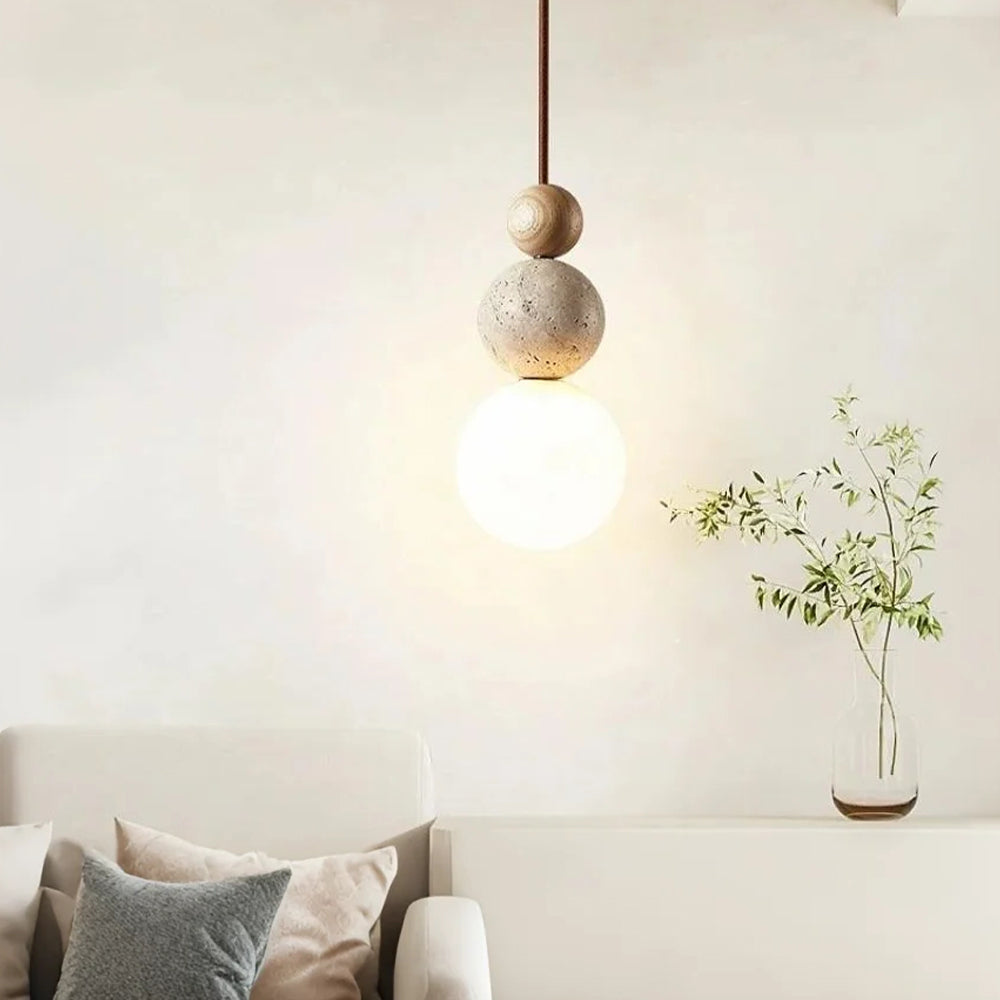 Lampada a Sospensione in Travertino Moderna e Semplice