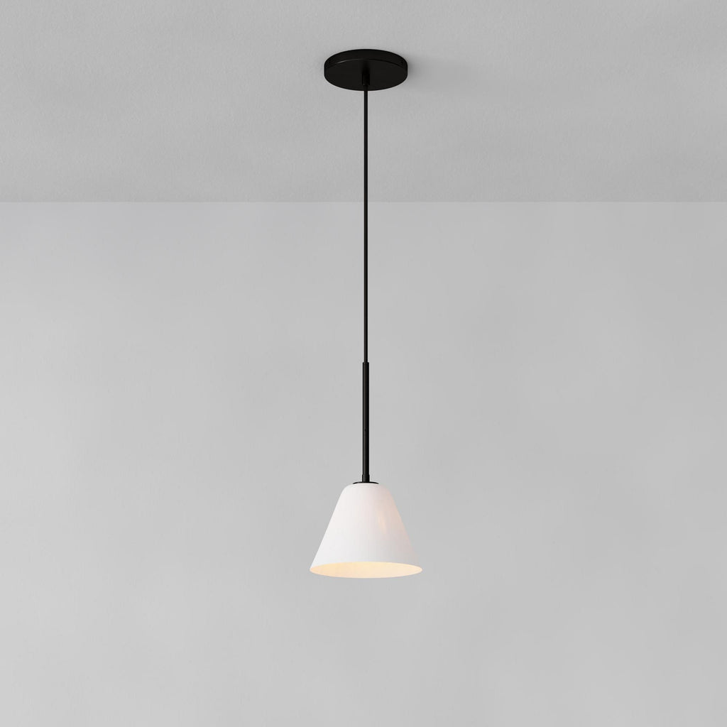 Lampada a sospensione a cono in vetro trasparente per cucina