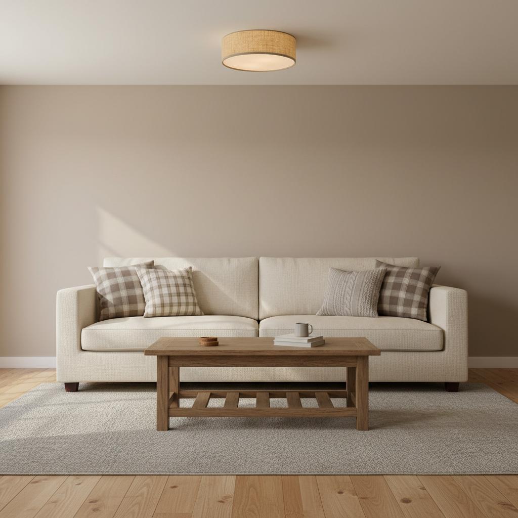 Lampada da soffitto a tamburo in lino per camera moderna