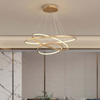 Lampada a Sospensione LED Illuminato Arisha Design Bianco/Nero/Oro Anello Interno Soggiorno/Camera da Letto