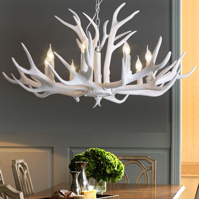 Lampadario in Resina con Corna di Cervo Retro Epoch per Soggiorno