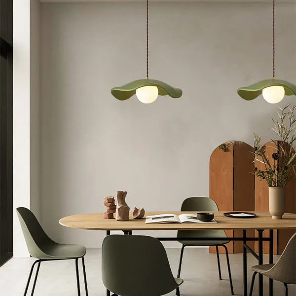 Lampada a sospensione creativa Wabi Sabi per la sala da pranzo con foglie di loto