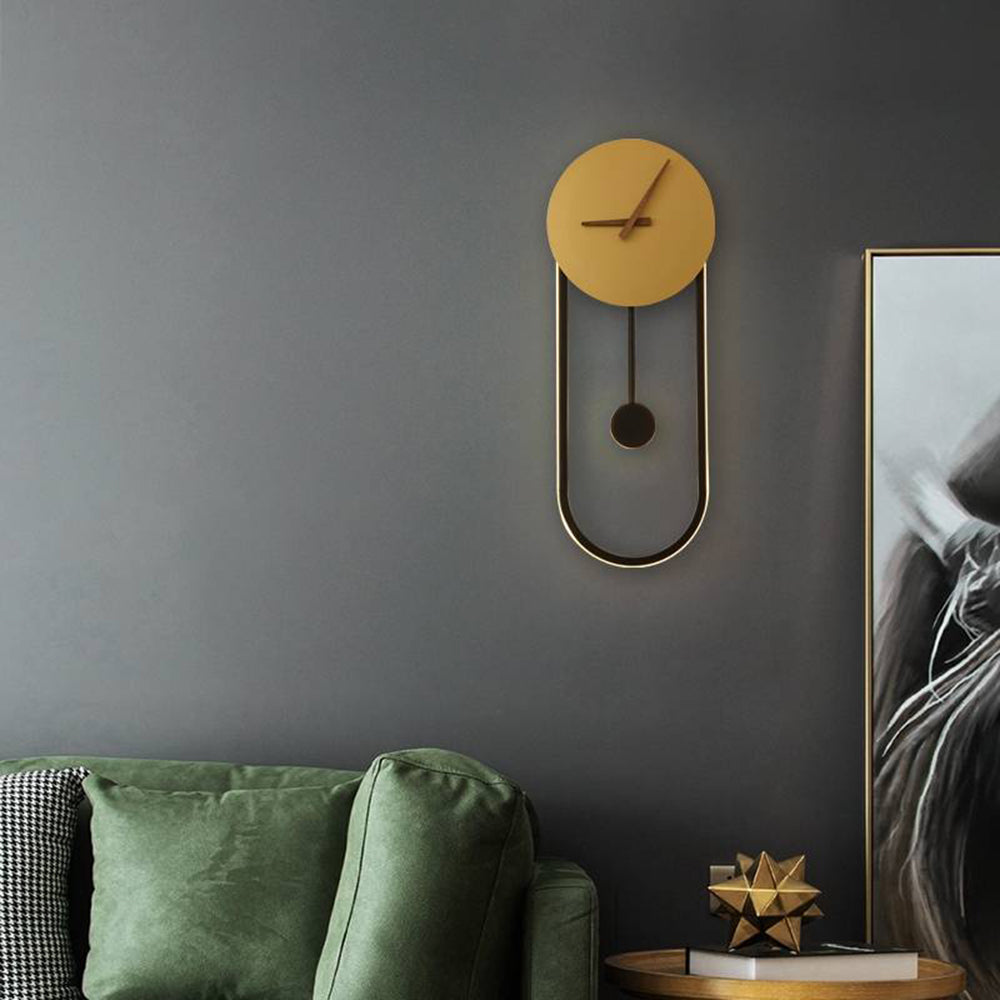 Lampada da Parete Orologio Nordic Arisha, Oro e Nero