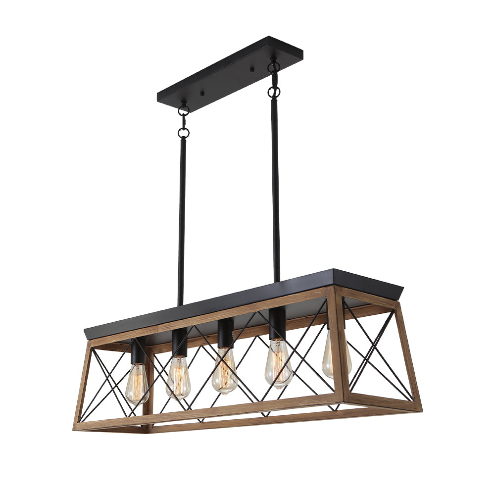 Lampadario Lineare Rettangolare a 5 Luci per Isola Cucina