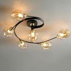 Valentina Lampada da Soffitto Flush Mount, Vetro, Nero/Oro, Sala da Pranzo