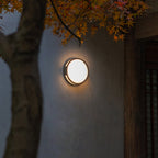 Lampada da Parete Rotonda Moderna in Metallo/ Impermeabile per Esterni, Nera