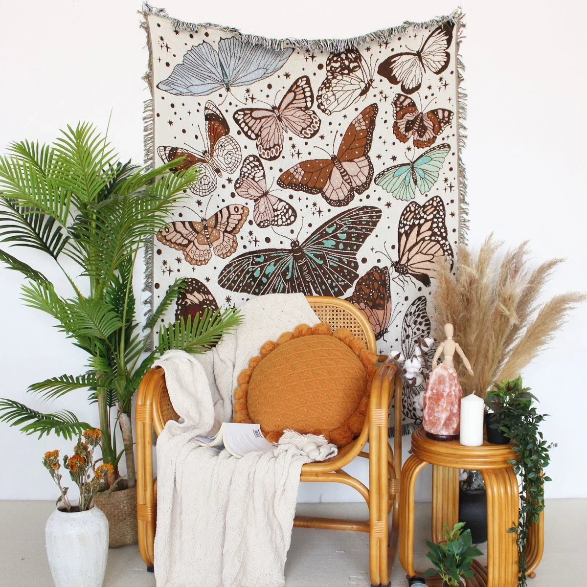 Coperta Woven Boho Farfalla