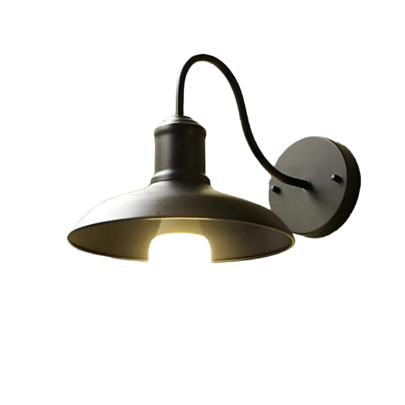 Lampada da Parete Esterna a Ciotola in Ferro Industriale Vintage LED 1 Luce