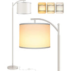 Lampada da Terra Industriale a LED con 3 Colori di Luce – Alta Lampada da Lettura con Paralume Bianco
