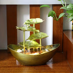 AquaAura - Fontana da Tavolo con Luce LED Realizzata con Foglie Rilassanti