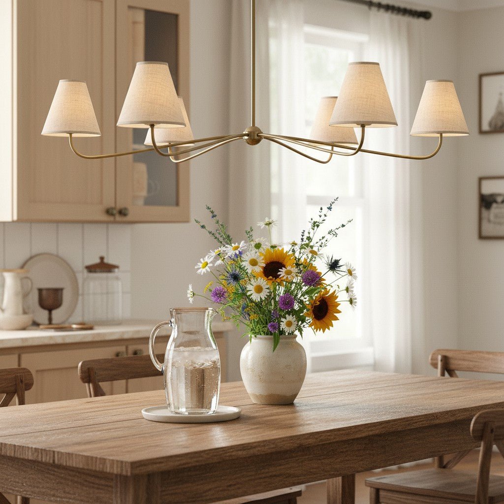 Lampadario a Ombra Pieghettata Fibura per Sala da Pranzo Tradizionale
