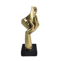 Scultura in Poliresina di Faccia e Mano in Bronzo su Base