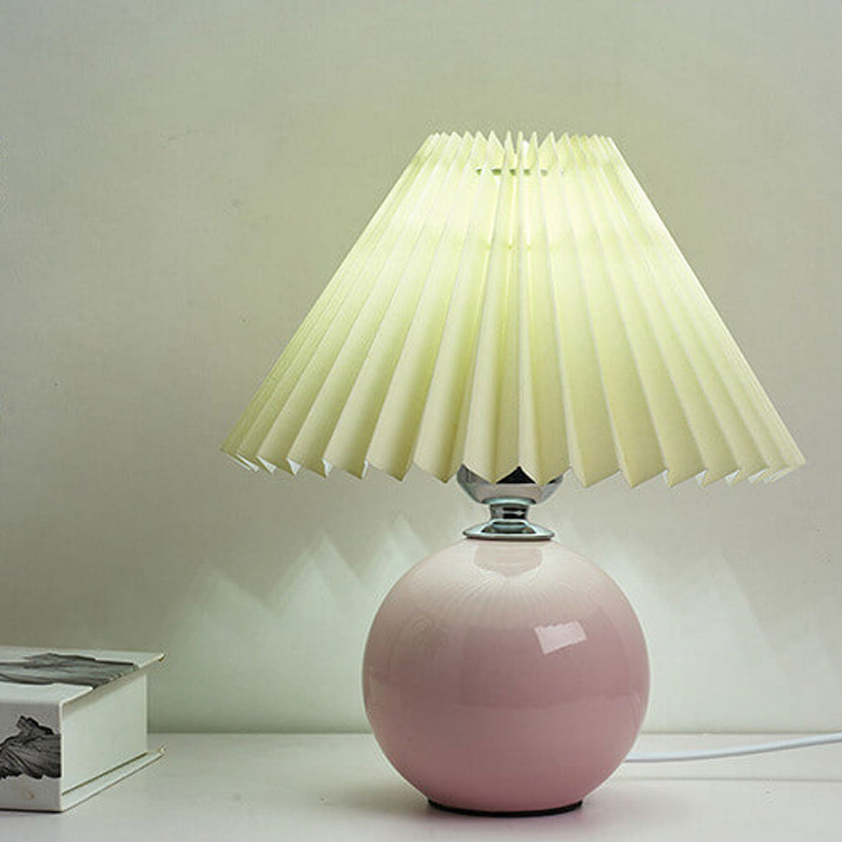 Lampada da Tavolo Ceramica Pieghettata Minimalista Nordica a 1 Luce