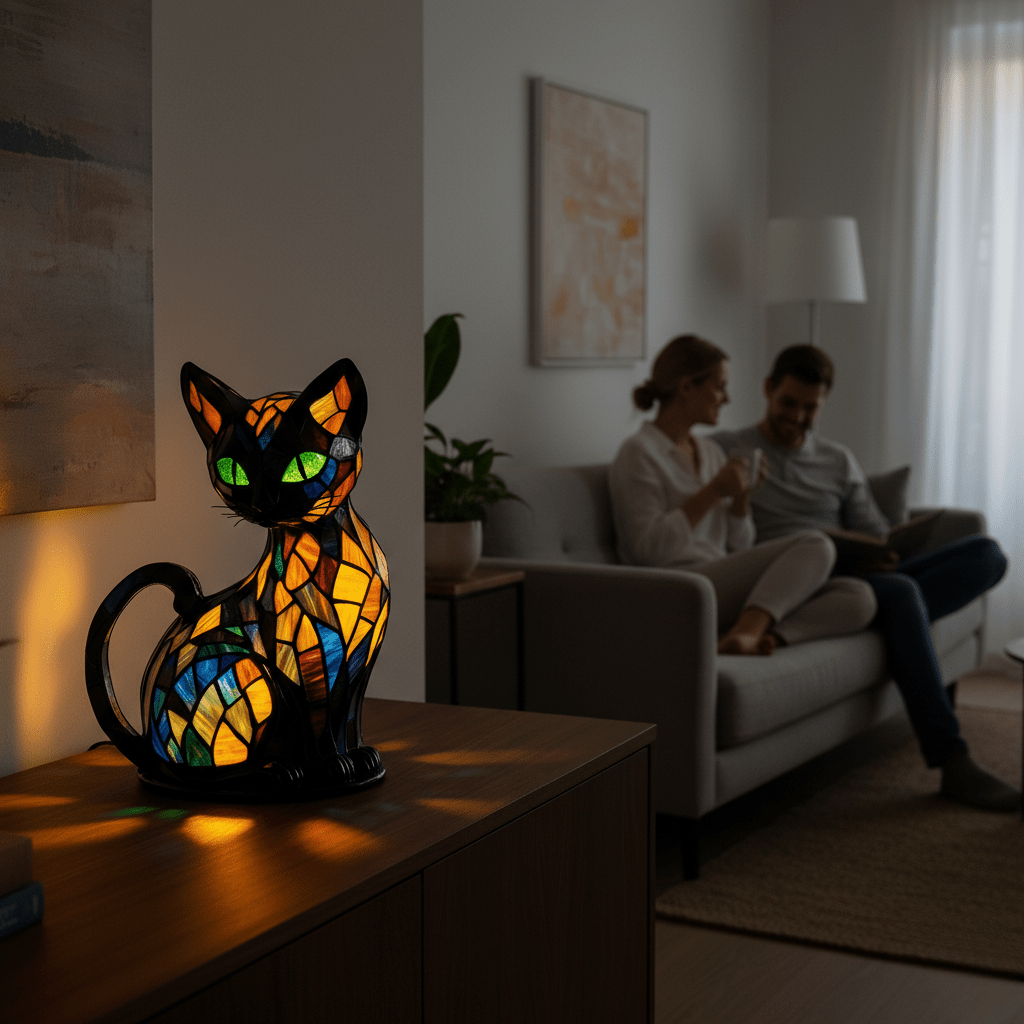 Felina - Lampada Notturna LED a Forma di Gatto con Illuminazione Ambientale Morbida