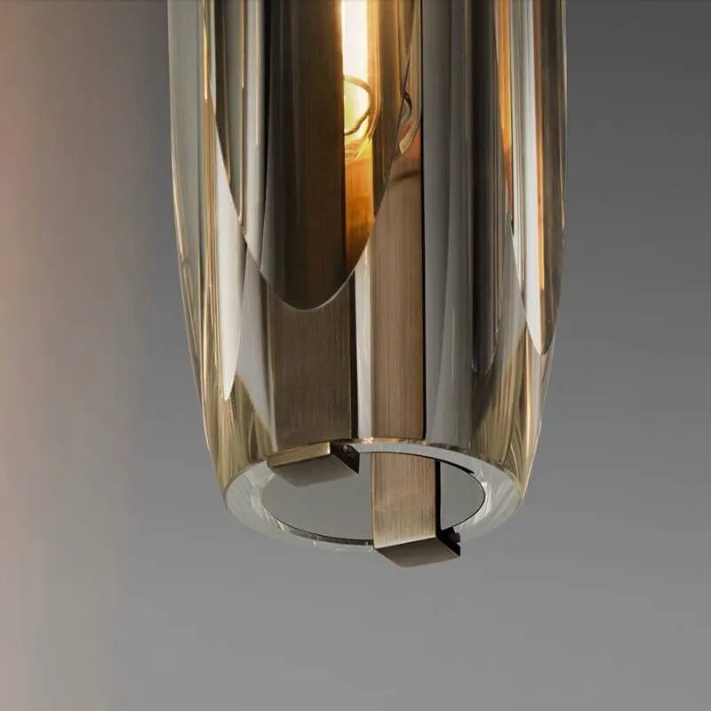 Lampada a sospensione in vetro designer di ottone di giugno fumé