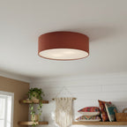 Lampada da soffitto a tamburo in lino per camera moderna