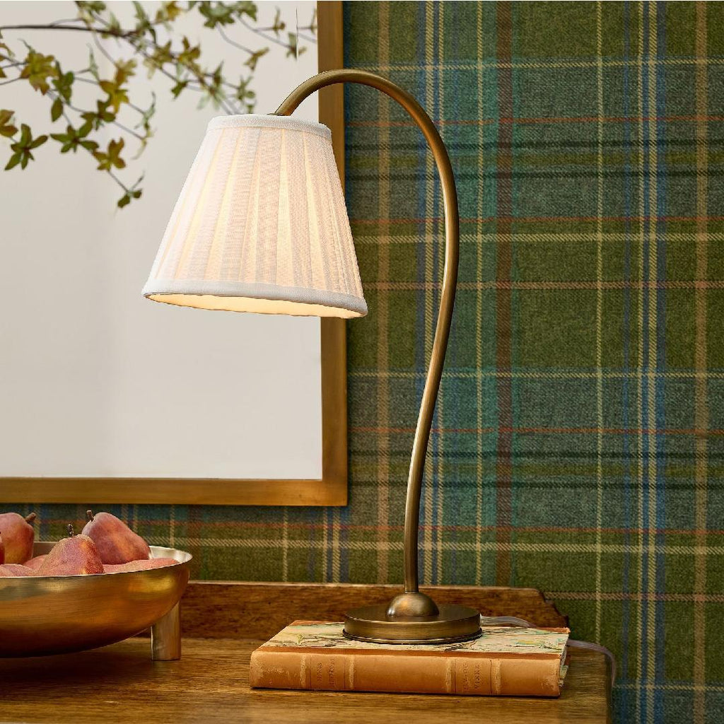 Lampada da Tavolo con Paralume in Lino Ottone