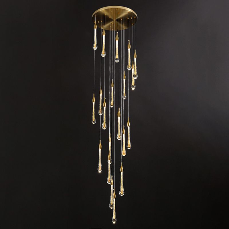 Lampadario Moderno a Goccia in Cristallo Valentina, Oro