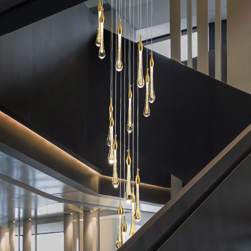Lampadario Moderno a Goccia in Cristallo Valentina, Oro