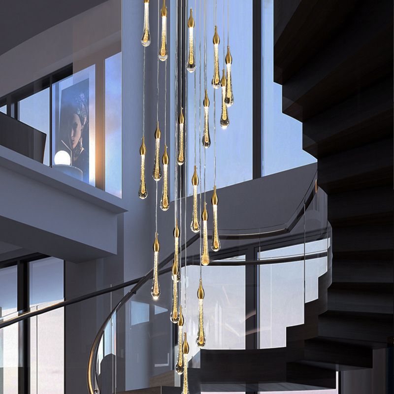 Lampadario Moderno a Goccia in Cristallo Valentina, Oro