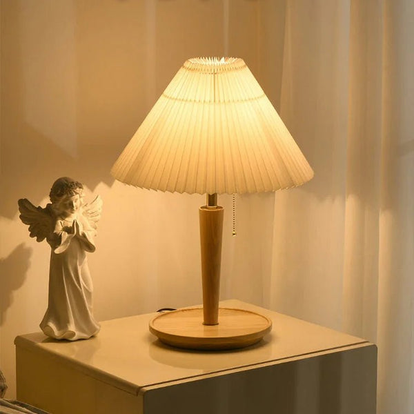 Lampada da Tavolo in Legno Pieghettato Vintage