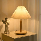 Lampada da Tavolo in Legno Pieghettato Vintage