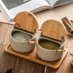 Set di Barattoli in Ceramica per Condimenti di Napoli