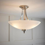 Endon Welles Lampada da Soffitto Semi Flush a 3 Bracci in Cromo Satinato