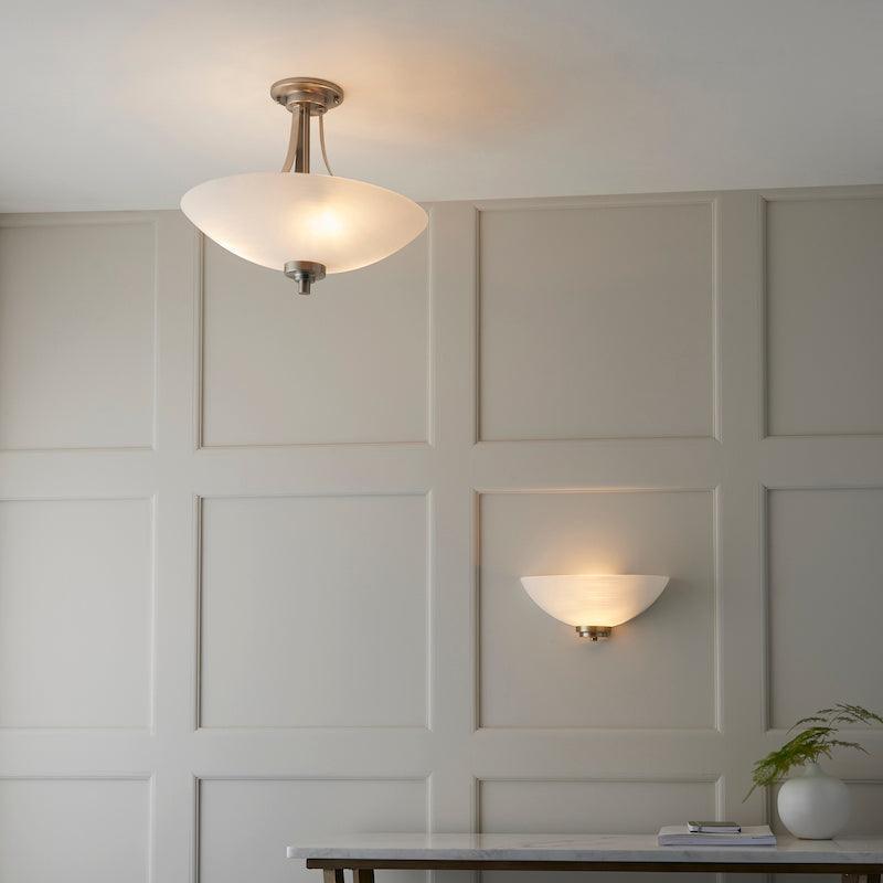 Endon Welles Lampada da Soffitto Semi Flush a 3 Bracci in Cromo Satinato