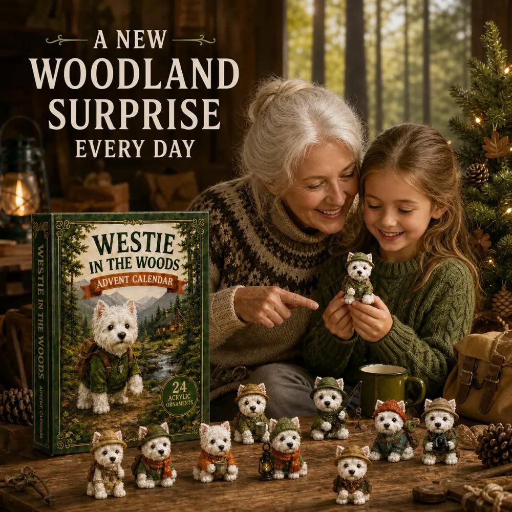 🐶Calendario Avvento 2D Westie nel Bosco 2026 - Countdown Festivo di 24 Giorni - Regalo per Amanti dei Cani
