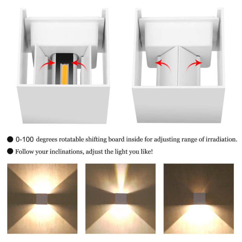 Lampada da Parete Esterna Quadrata Moderna Regolabile LED Nexu
