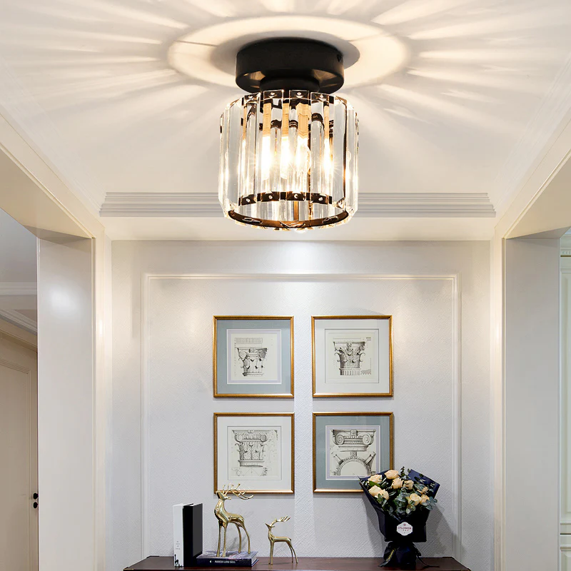 Talrex | Moderno Faretto da Soffitto Nero con Ombra di Cristallo per Corridoio e Soggiorno