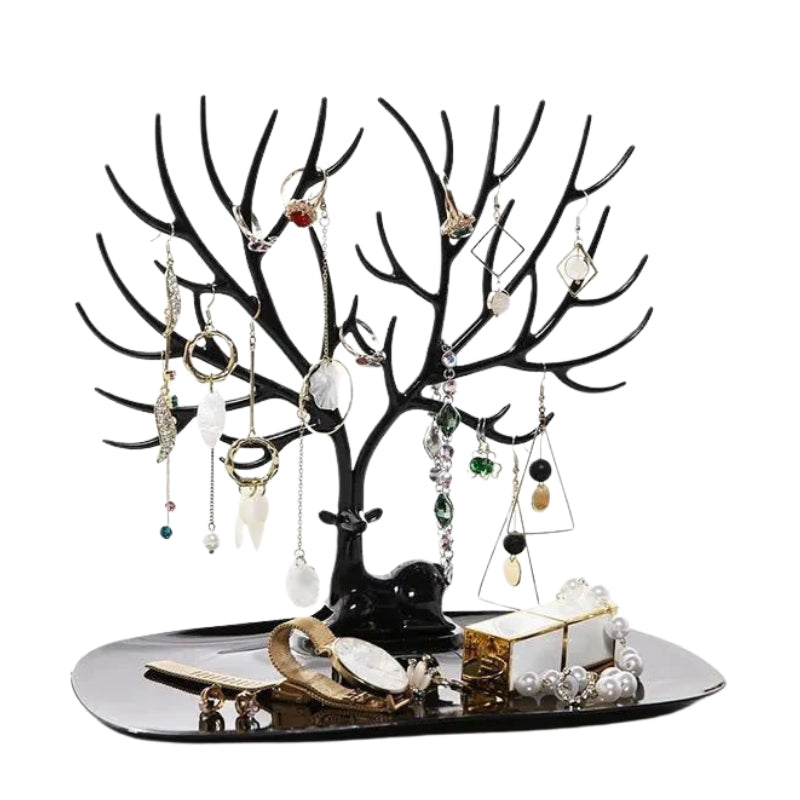 DeerCharm – Porta gioie con design a ramo di legno e base decorativa