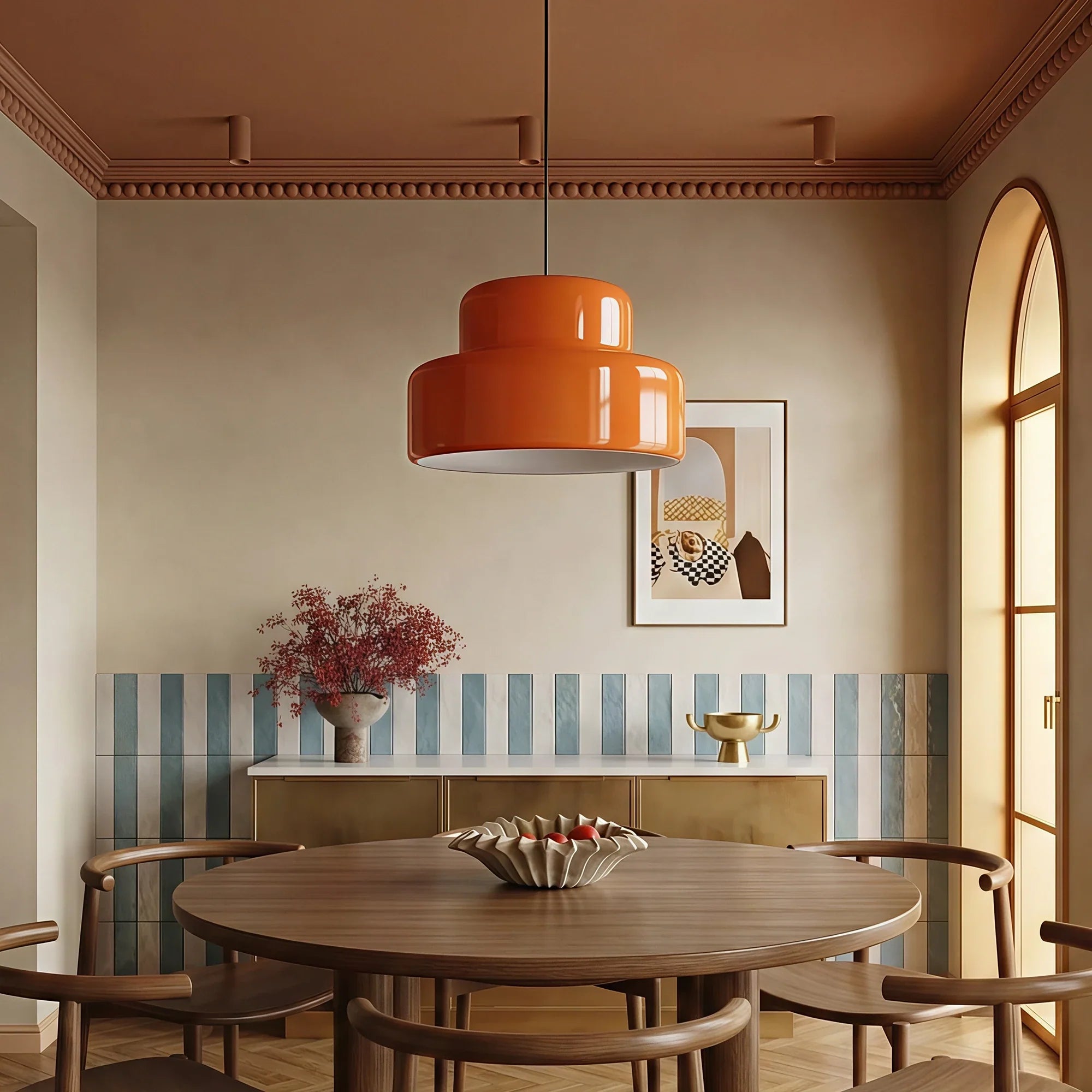 Lampada a Sospensione Arancione Modern Vintage Bauhaus