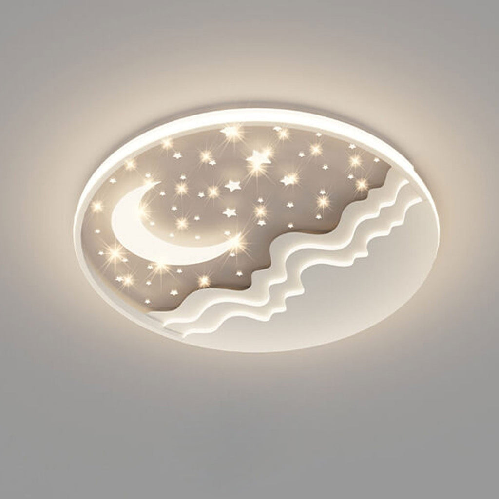 Luce da soffitto a LED rotonda in alluminio a soffitto Flush Mount Nordic Creative Star Moon