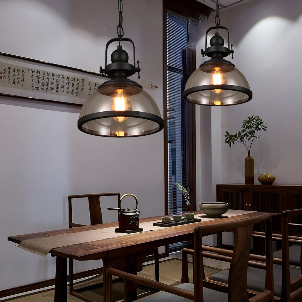 Frendorf | Lampada a sospensione in vetro a forma di ciotola | Design retro industriale