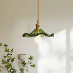 Glarefusion Vintage Glass Hibiscus Flower Pendant Light