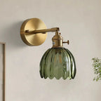 Applique da Parete in Vetro a Tulipano in Ottone Vintage 1 Luce