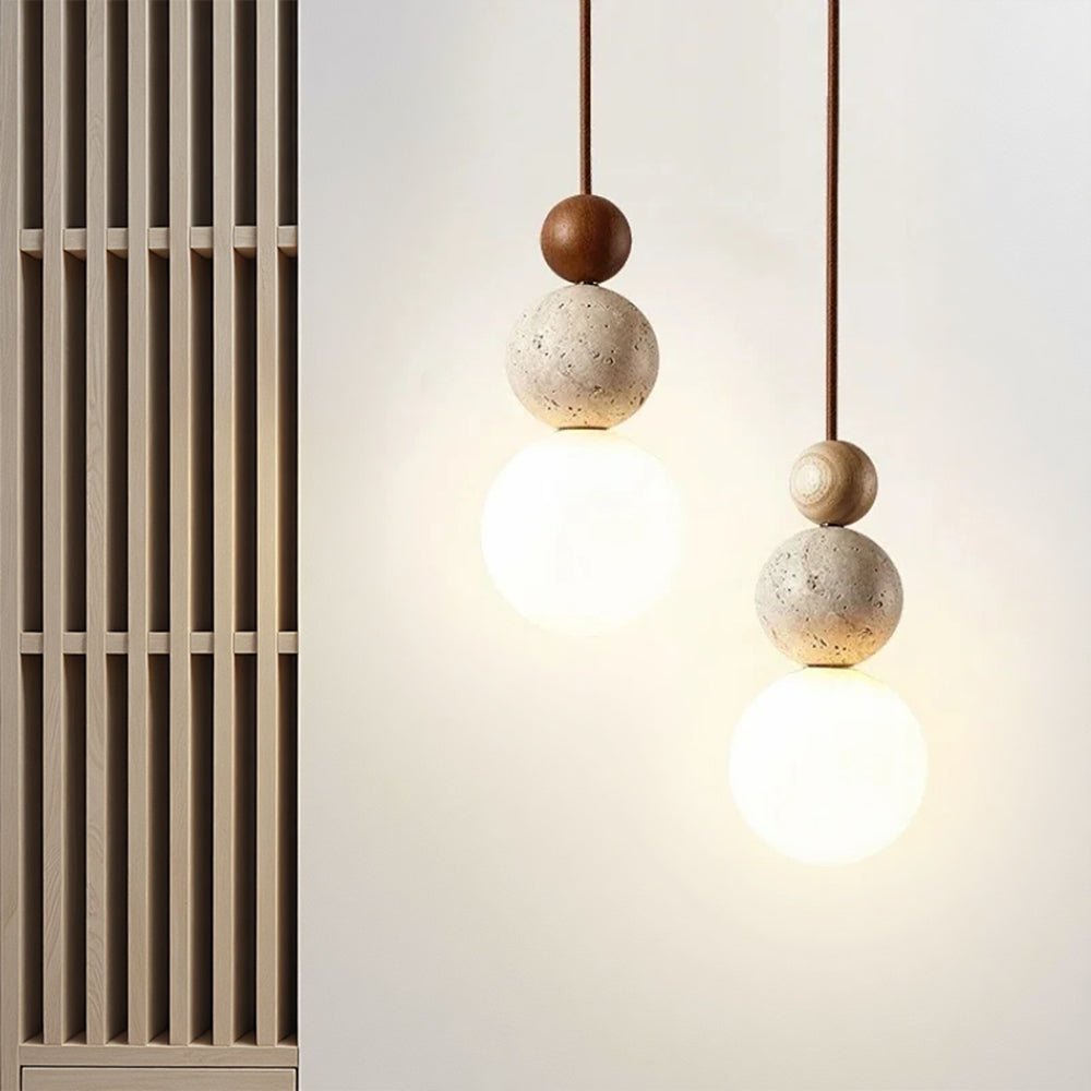 Lampada a Sospensione in Travertino Moderna e Semplice