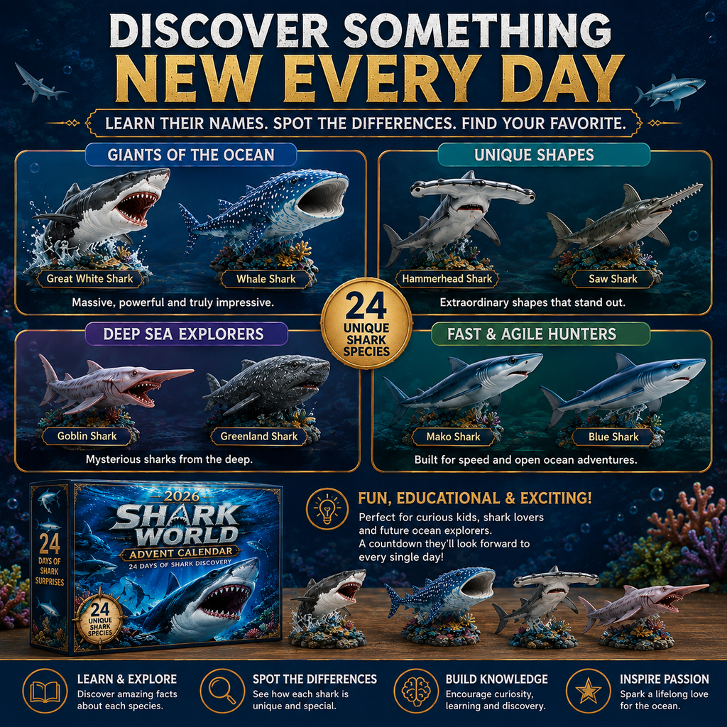 🔥50% di sconto solo per oggi-🦈 Calendario dell'Avvento Shark World 2026