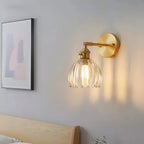 Applique da Parete in Vetro a Tulipano in Ottone Vintage 1 Luce