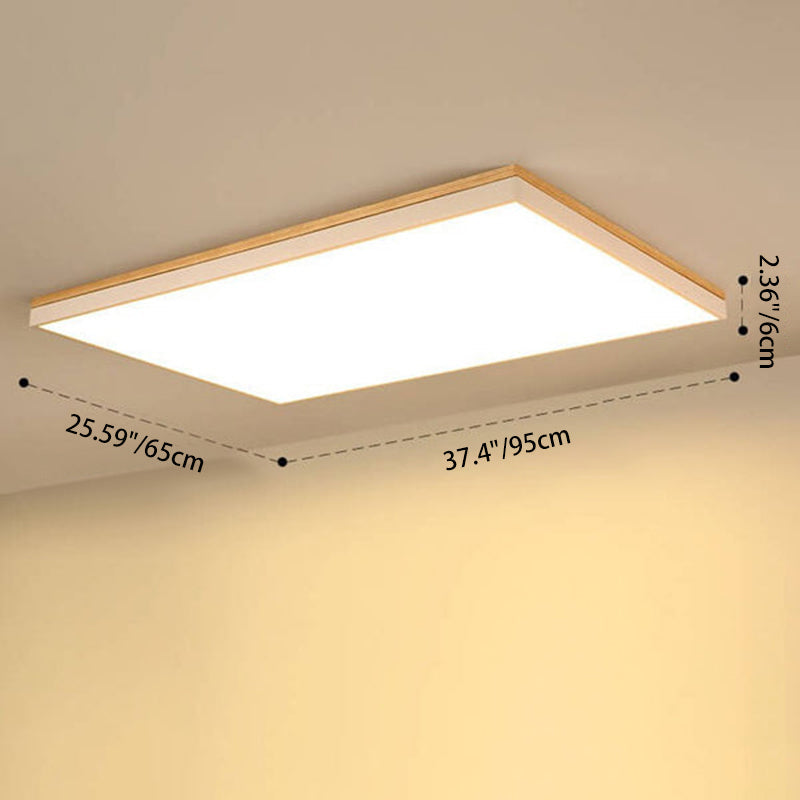 Lampada da soffitto LED quadrata rettangolare in legno massello acrilico minimalista moderna per soggiorno